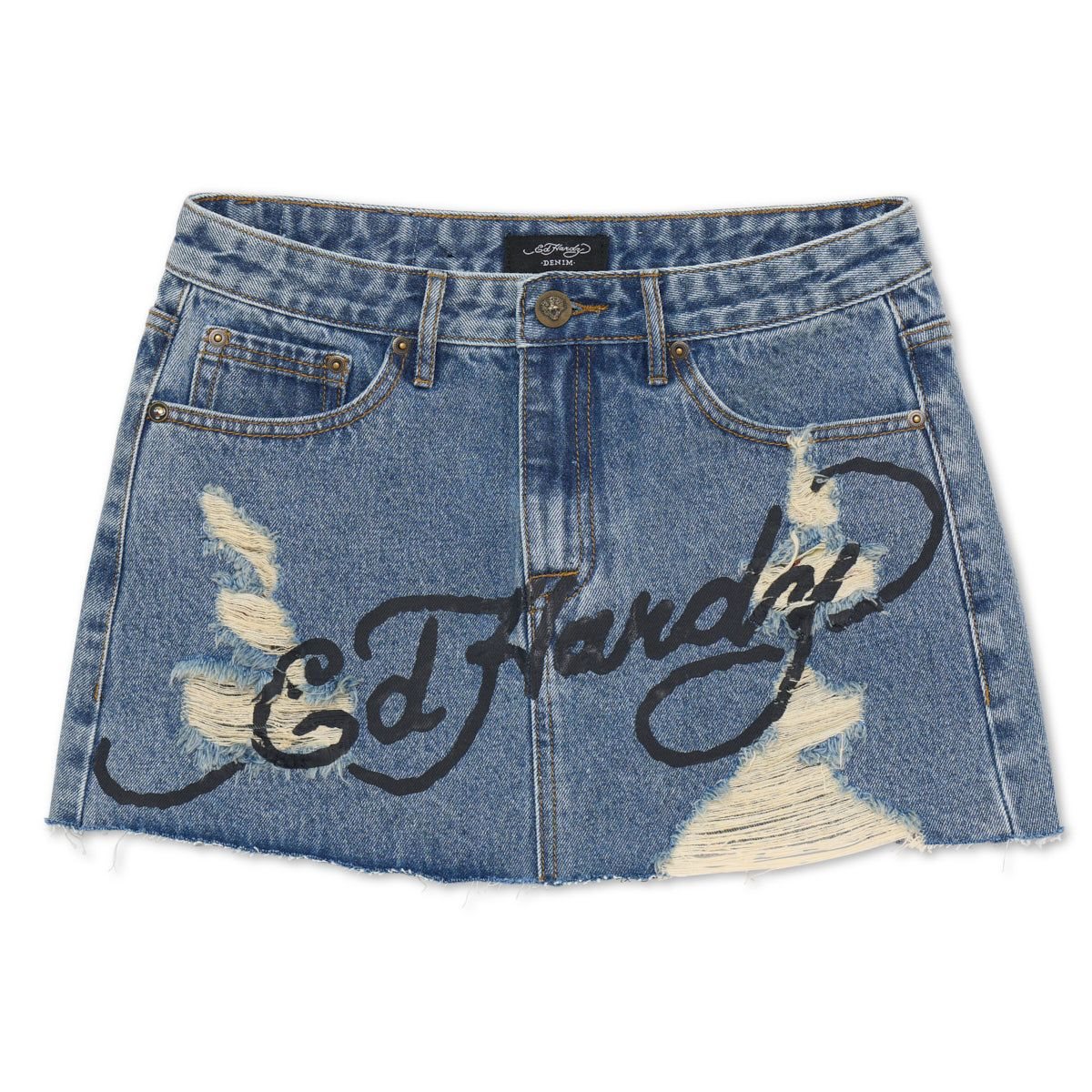 Light Acid Ed Hardy Screaming Tigers Denim Skirt | GTQJIMC-62