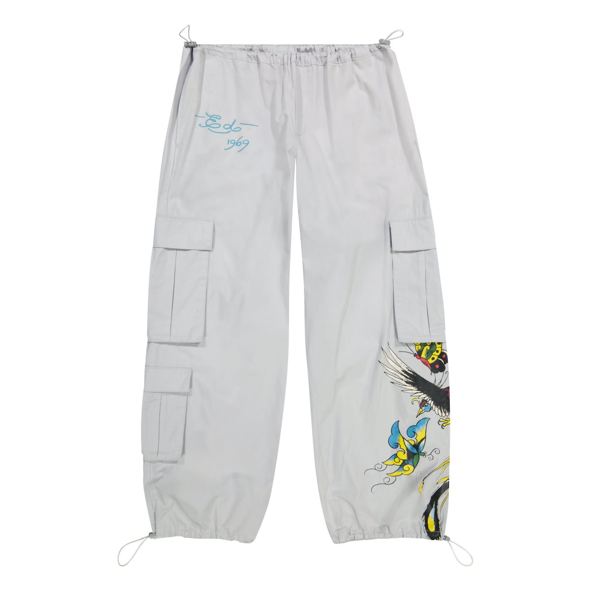 Light Grey Ed Hardy Butterflies Poplin Cargo Pant | LEIGTRF-21