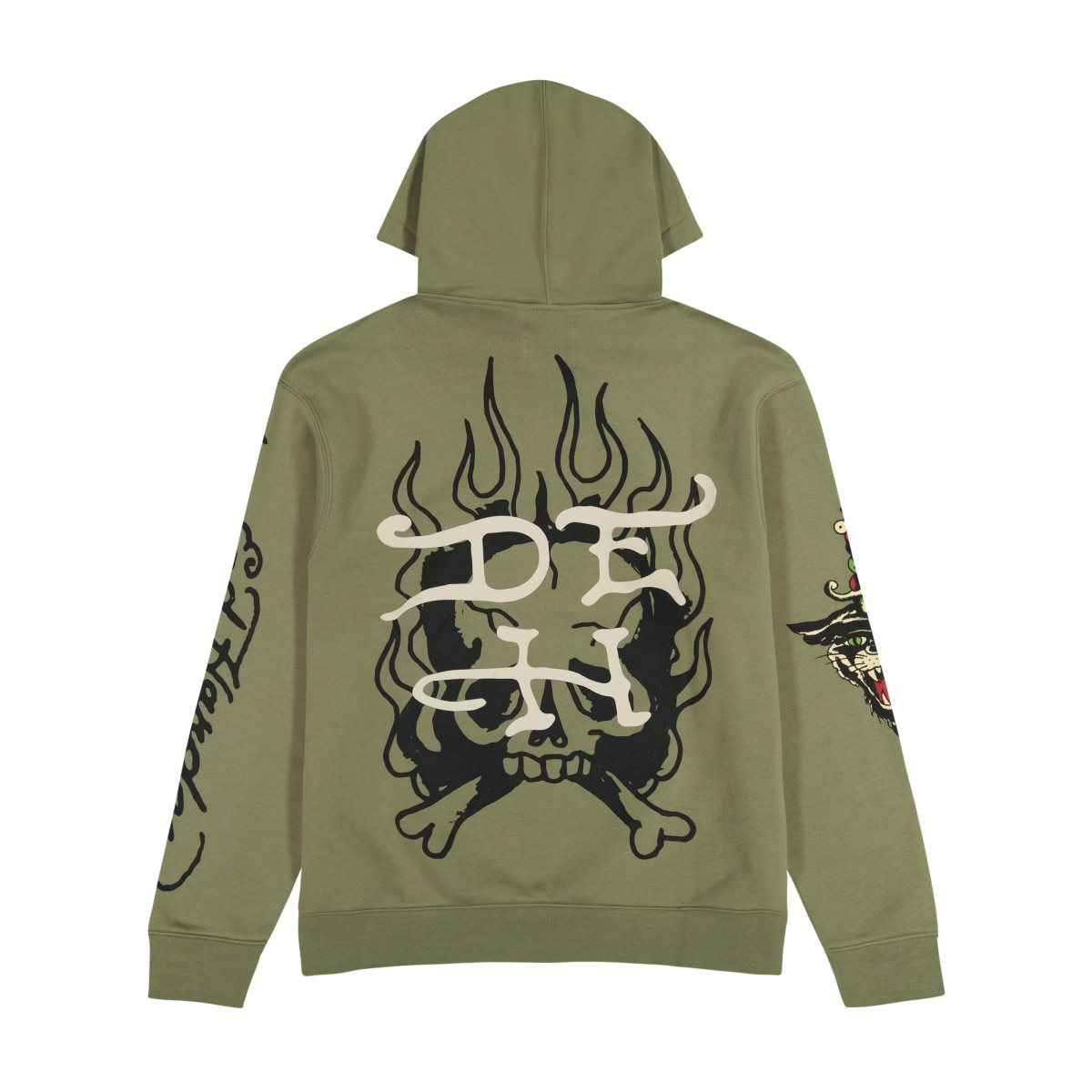 Light Olive Ed Hardy LKS Skull Hoodie | JQPZBRI-03