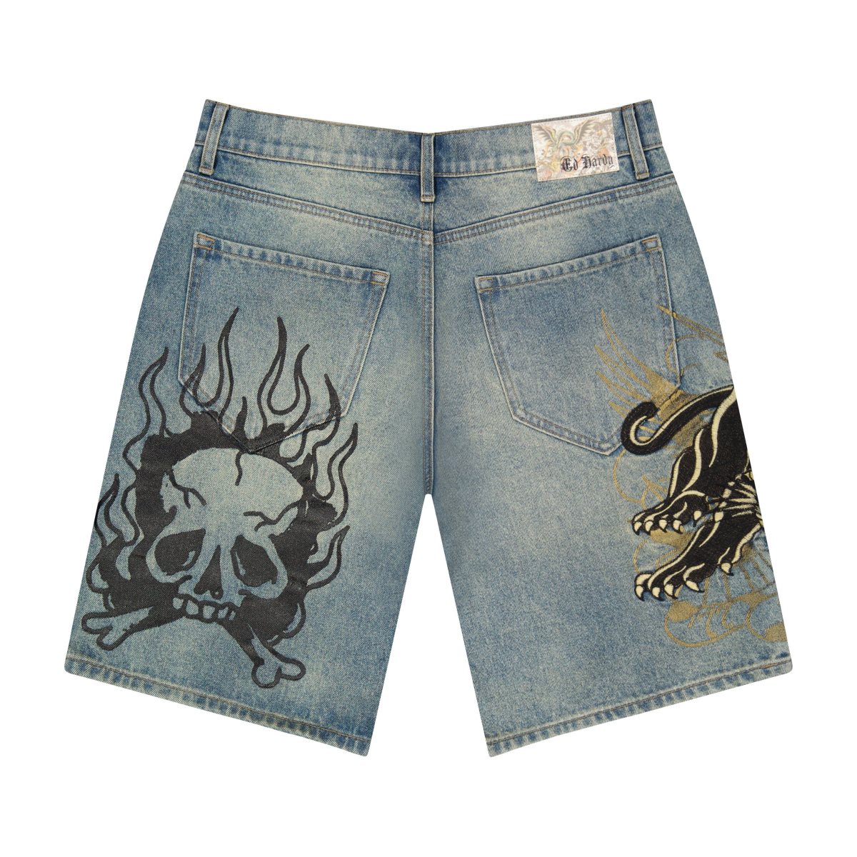 Light Tint Ed Hardy Crouching Panther Skater Shorts | LNUWIVP-91