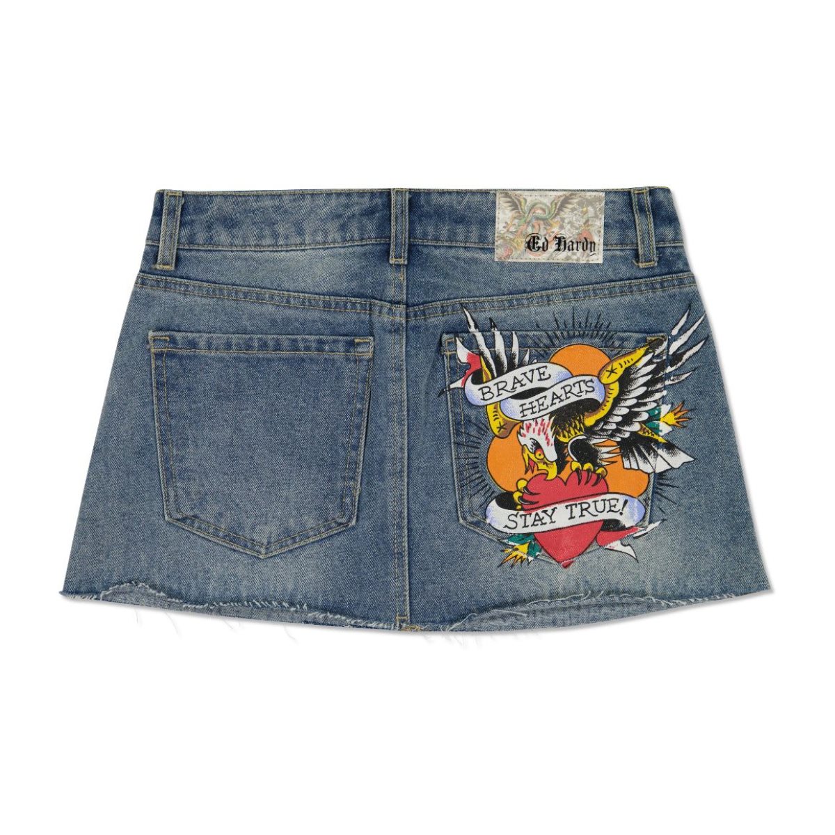 Light Wash Ed Hardy Brave Eagle Mini Denim Skirt | ZTPHXQC-25