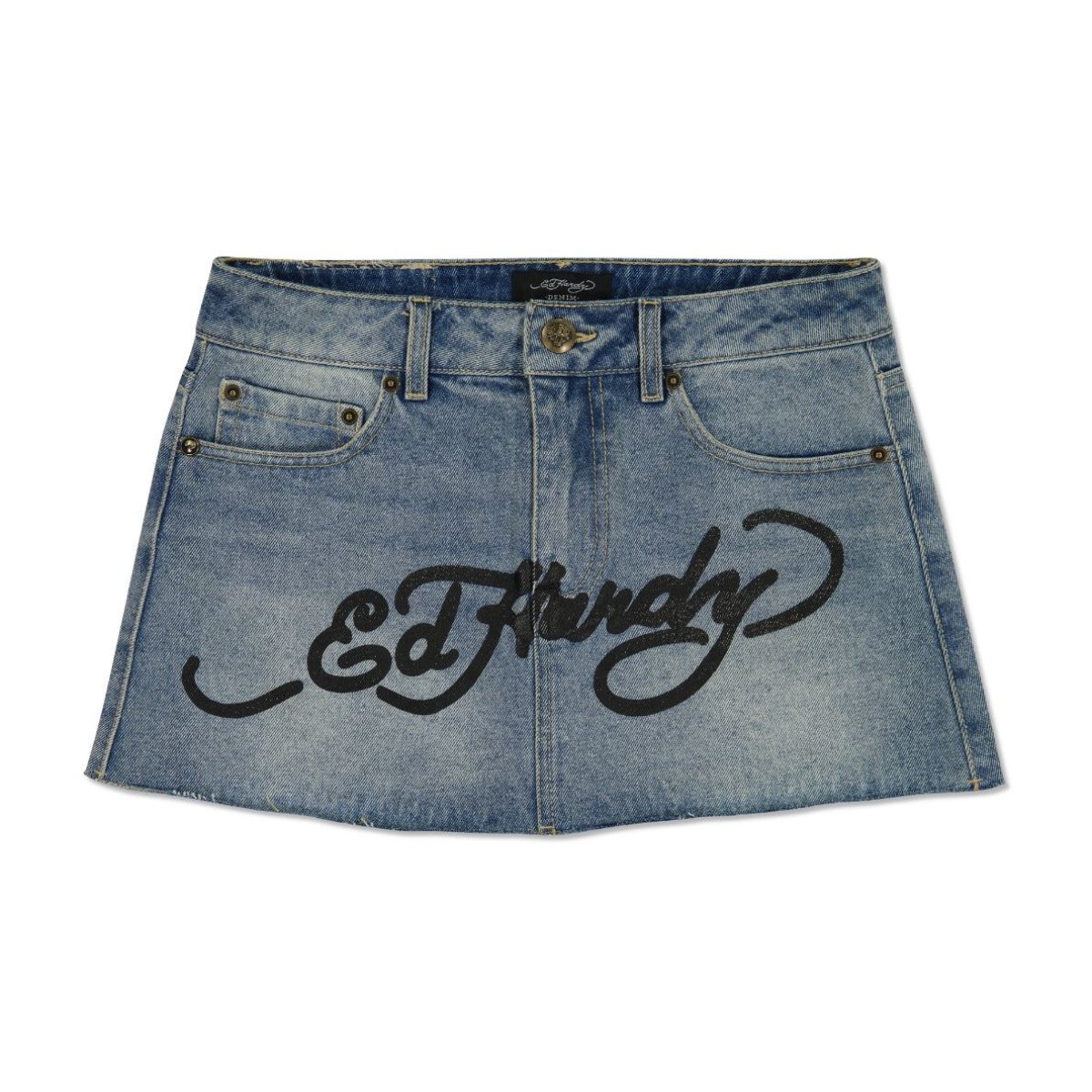 Light Wash Ed Hardy Brave Eagle Mini Denim Skirt | ZTPHXQC-25