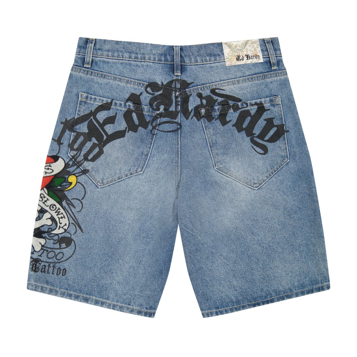 Light Wash Ed Hardy LKS Skull Skater Short | KJOYMTG-91