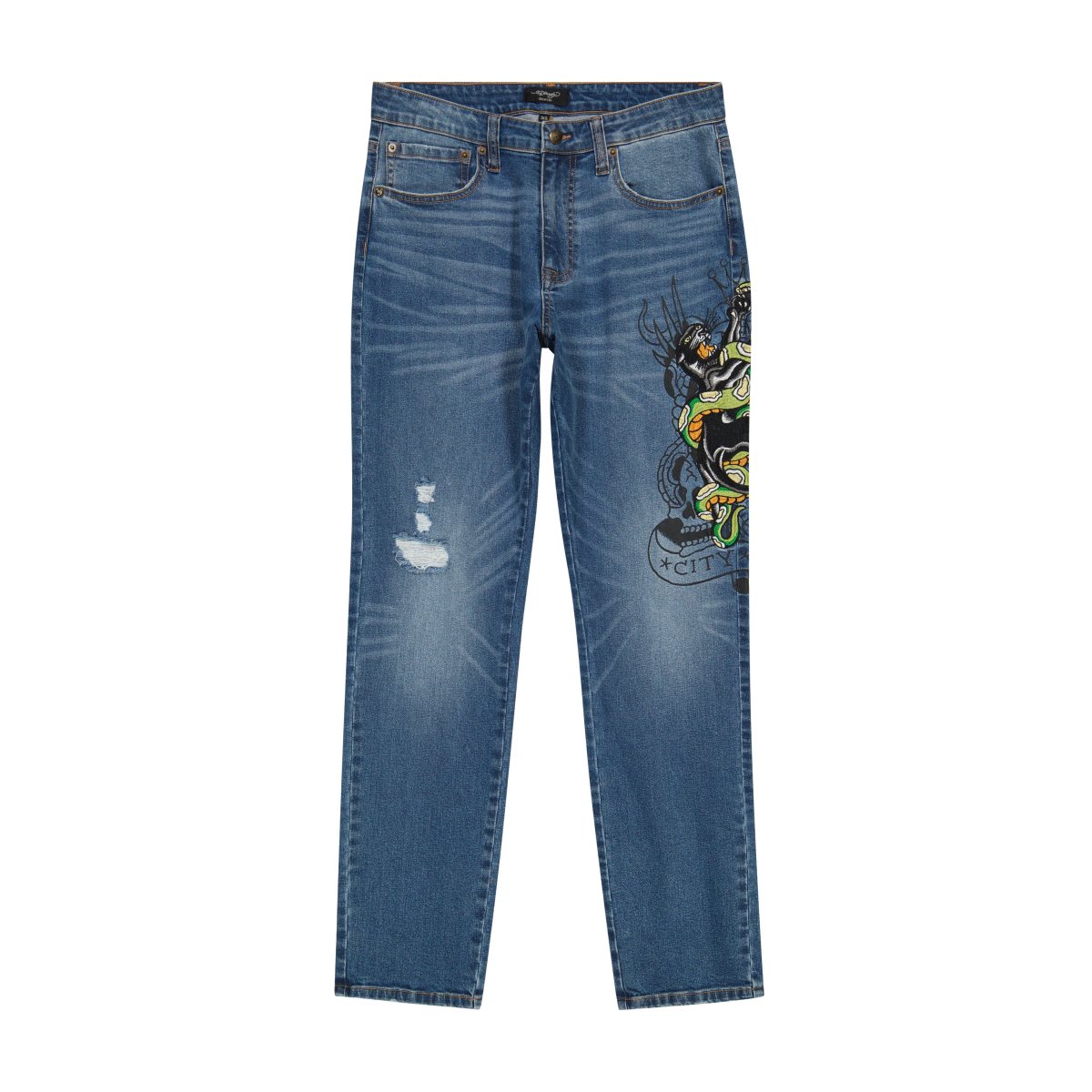 Medium Tint Ed Hardy Panther Snake Slim Taper Jean | MBGUICV-36