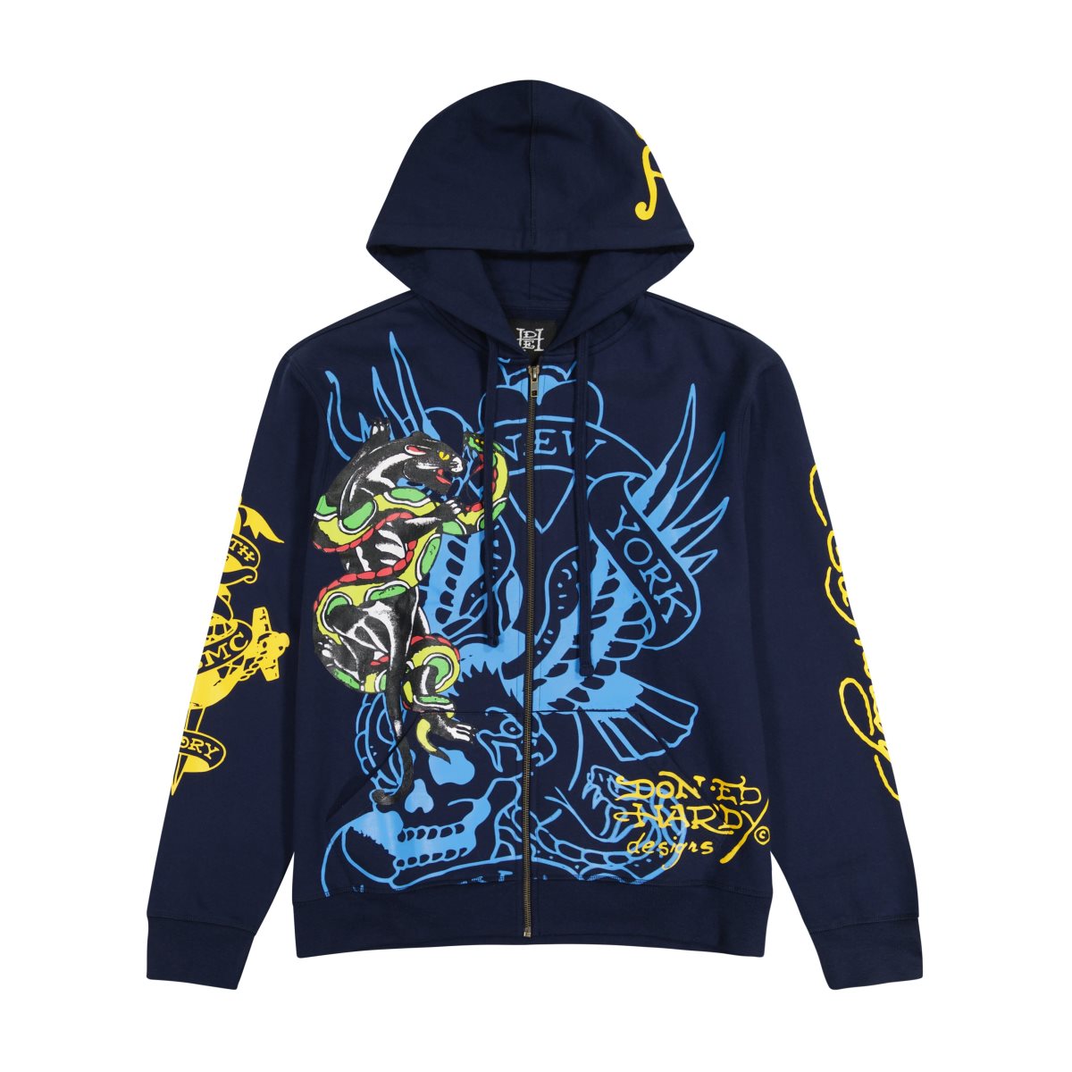 Midnight Ed Hardy Panther Bulldog Hoodie | NGHPULM-45