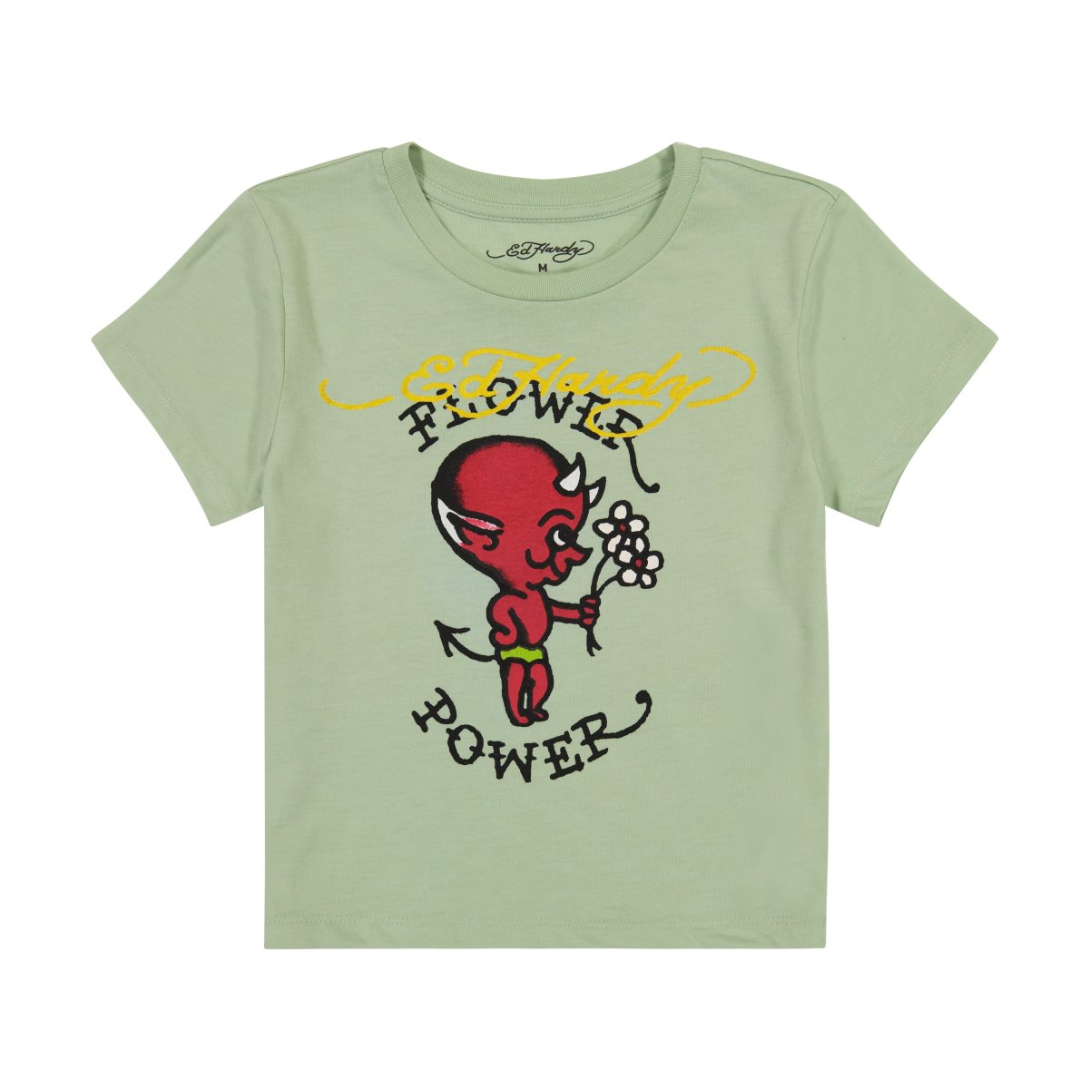 Olive Ed Hardy Baby Devil Baby Tee | UWQLDEX-93