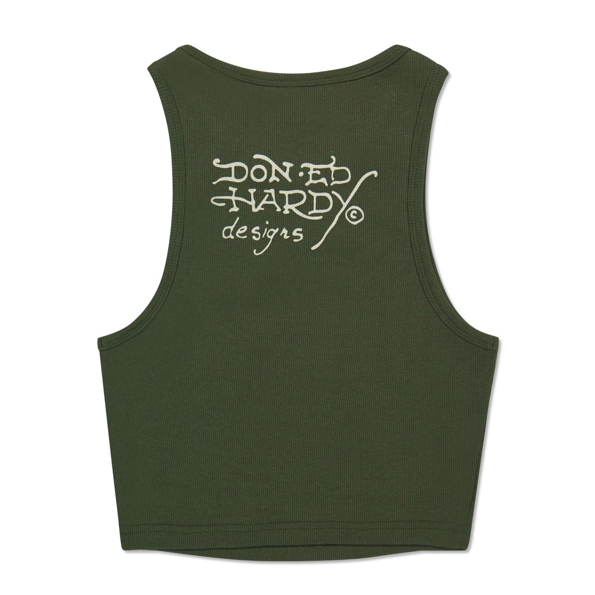 Olive Ed Hardy Dragon Heart Rib Knit Tank | DIQJPMZ-85