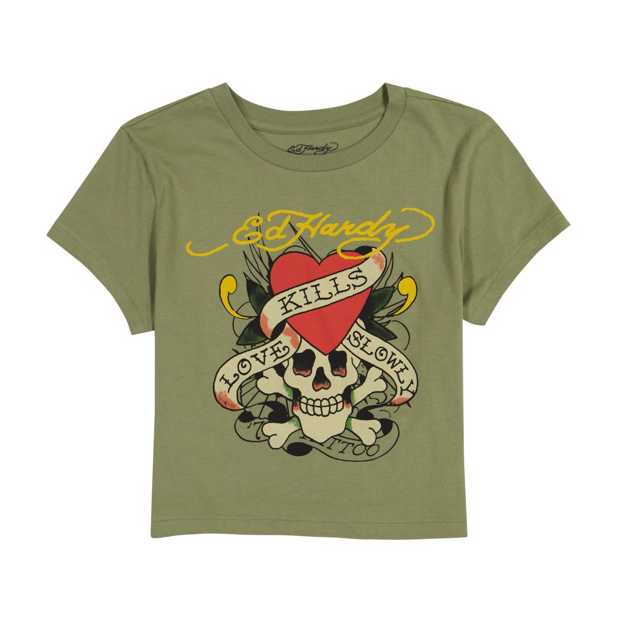 Olive Ed Hardy Olive LKS Baby Tee | RHEPACQ-71