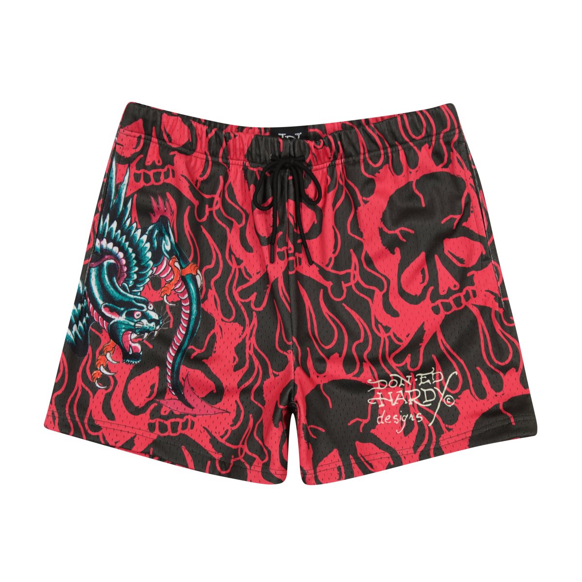 Pink Ed Hardy Panther Dragon Mesh Basketball Short | MUKLGYI-85