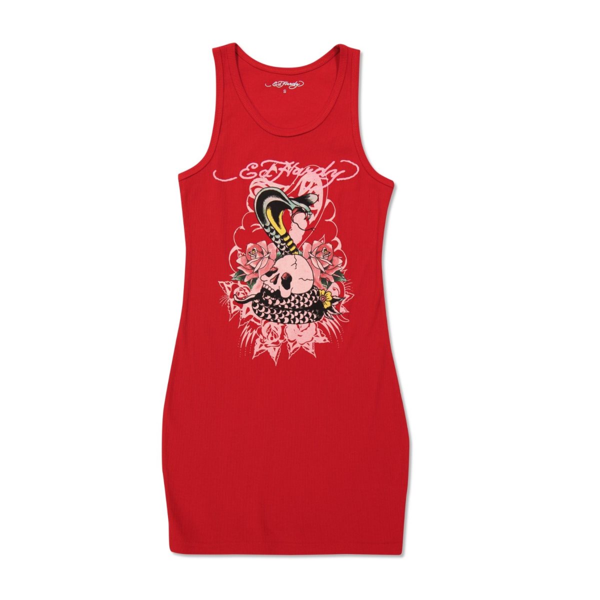 Red Ed Hardy Cobra Rib Tank Dress | CUOFEGI-97