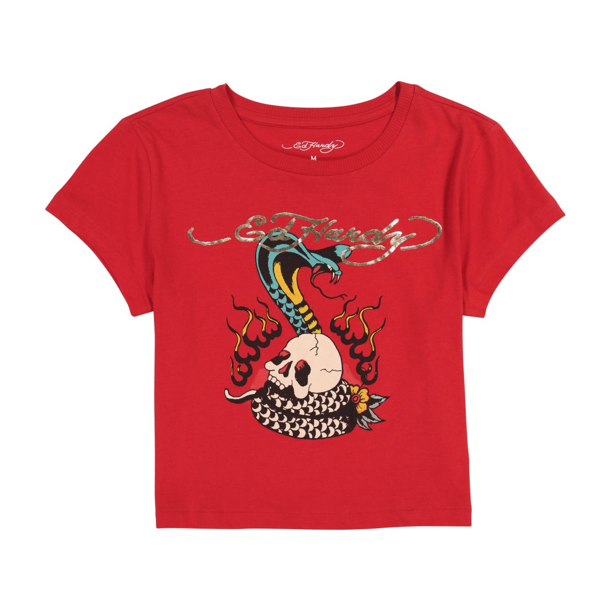 Red Ed Hardy Flame Cobra Baby Tee | DLCFJEZ-56