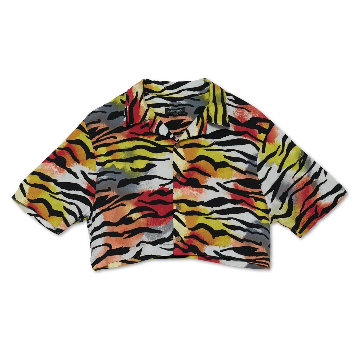 Tiger Ed Hardy Tiger Cropped Camp Shirt | FSARDIZ-47