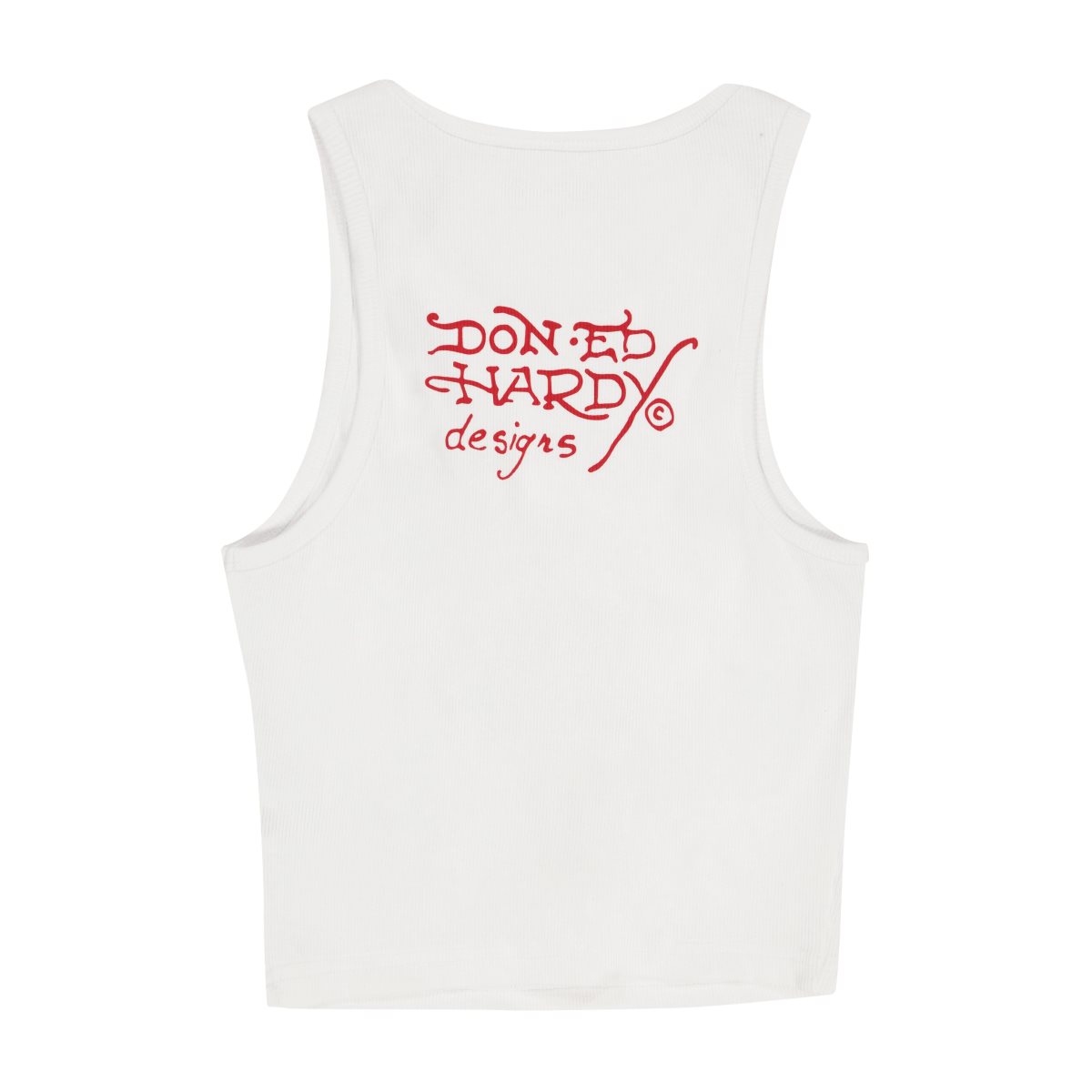 White Ed Hardy Cross Rib Tank Top | CXZJKED-47