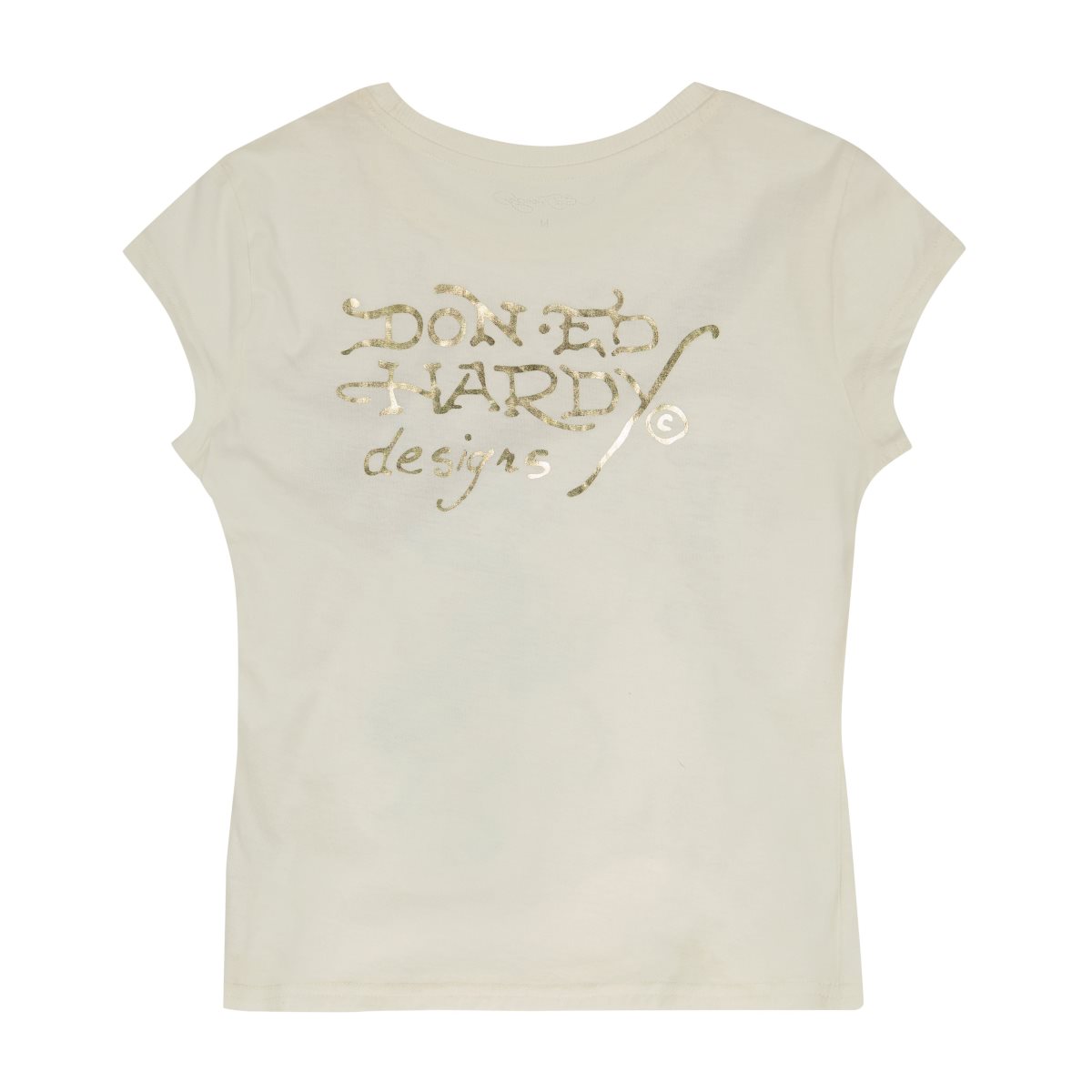 White Ed Hardy Dragon Cap Sleeve Tee | HVWNYLB-84