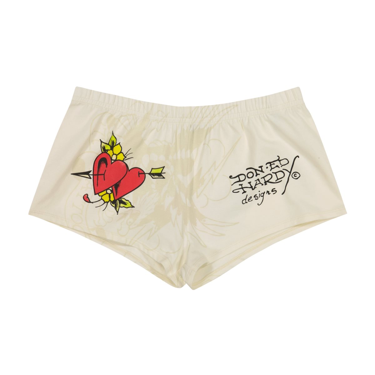 White Ed Hardy Heart Wings Booty Biker Shorts | PJREGUQ-51