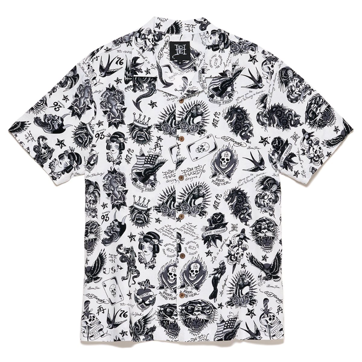 White Ed Hardy Off White Flashboard Camp Shirt | VBUQOKX-89