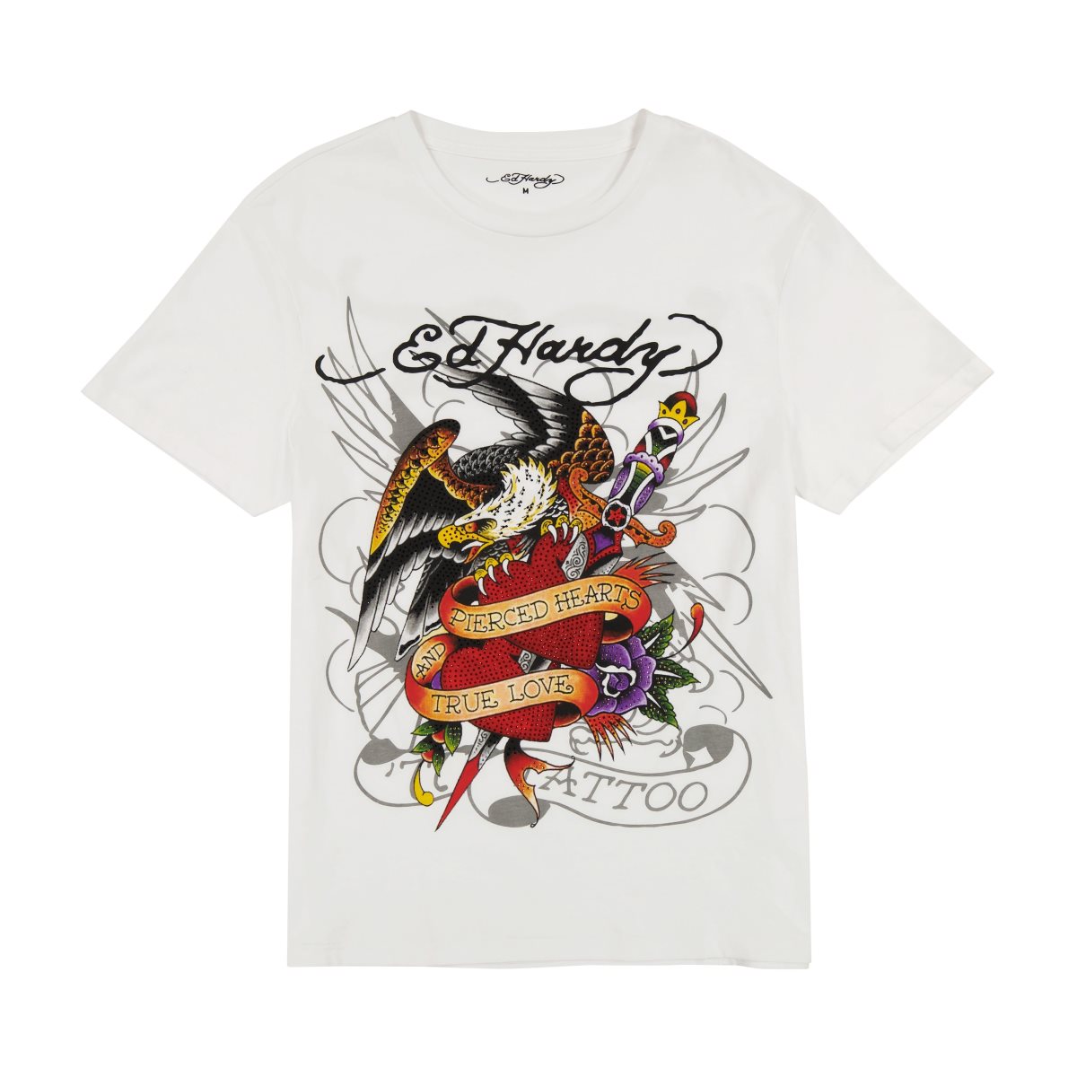 White Ed Hardy Pierced Eagle Tee | OMVTSNG-13