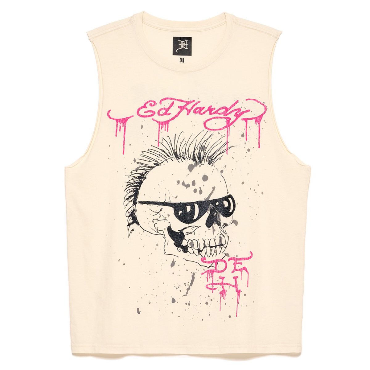 White Ed Hardy Punk Skull Cut Off Tee | CRTKHDL-98