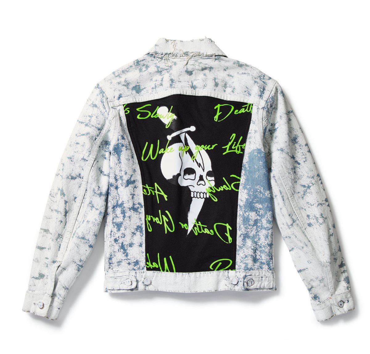 White Ed Hardy Skull Dagger Painted Denim Jacket | MNBQAZE-90