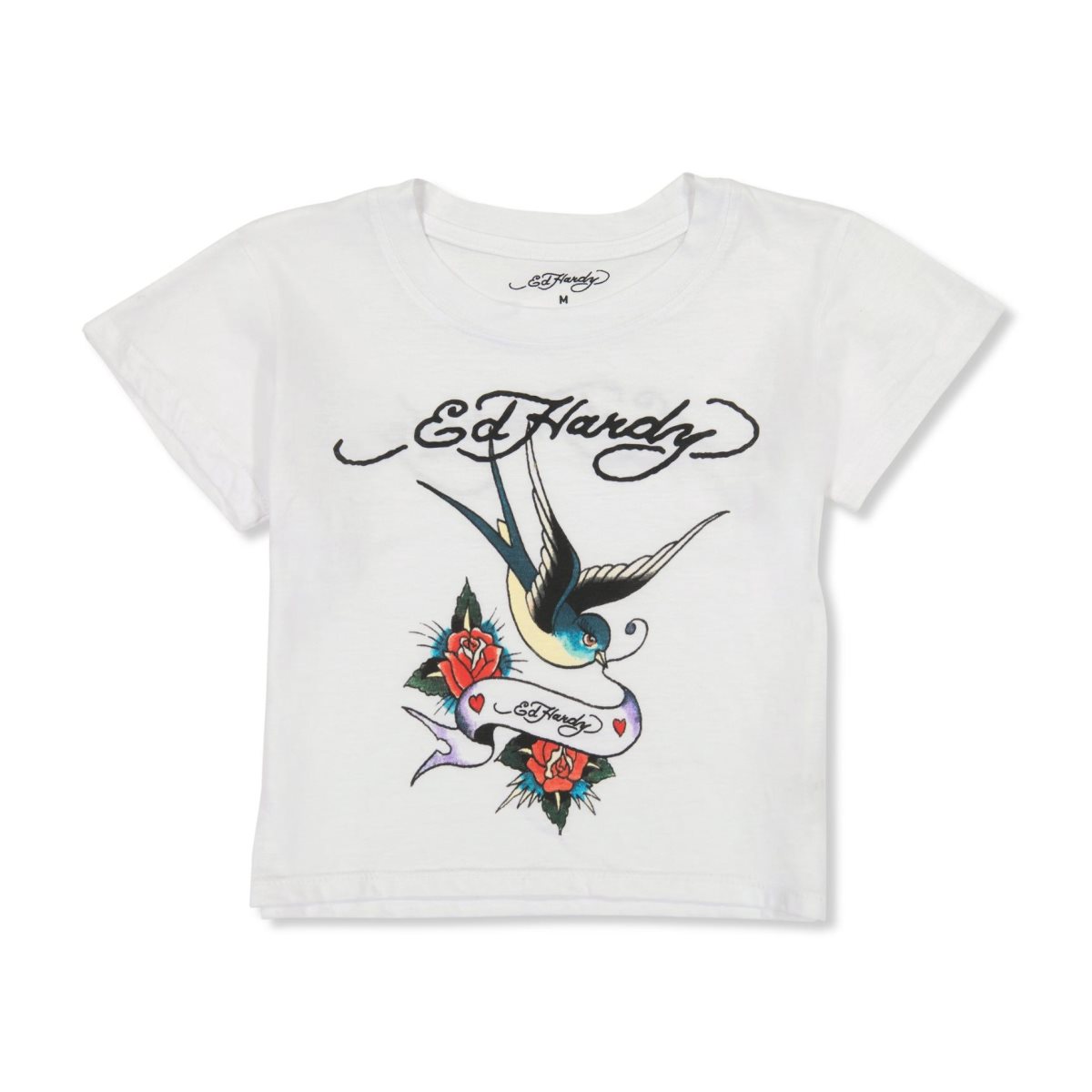 White Ed Hardy Swallow Bird Baby Tee | PJBFWIK-78